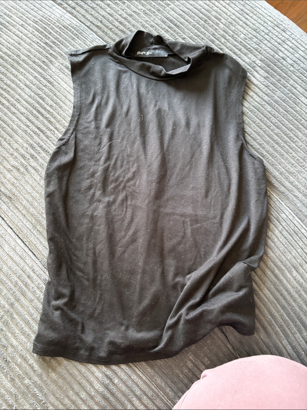 Sleeveless Mock Neck Tank Top - Black